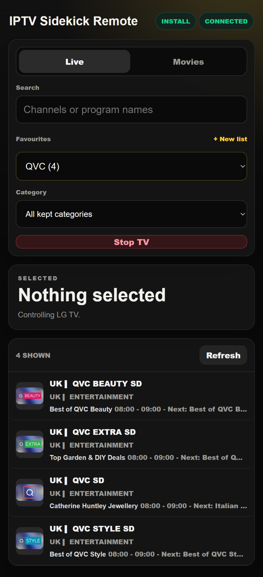 IPTV Sidekick phone remote